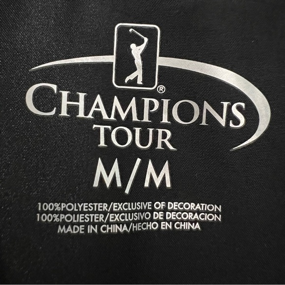 Champions Tour Men’s 1/4 Zip Black Windbreaker With Blue Stripes Medium EUC - Picture 8 of 10